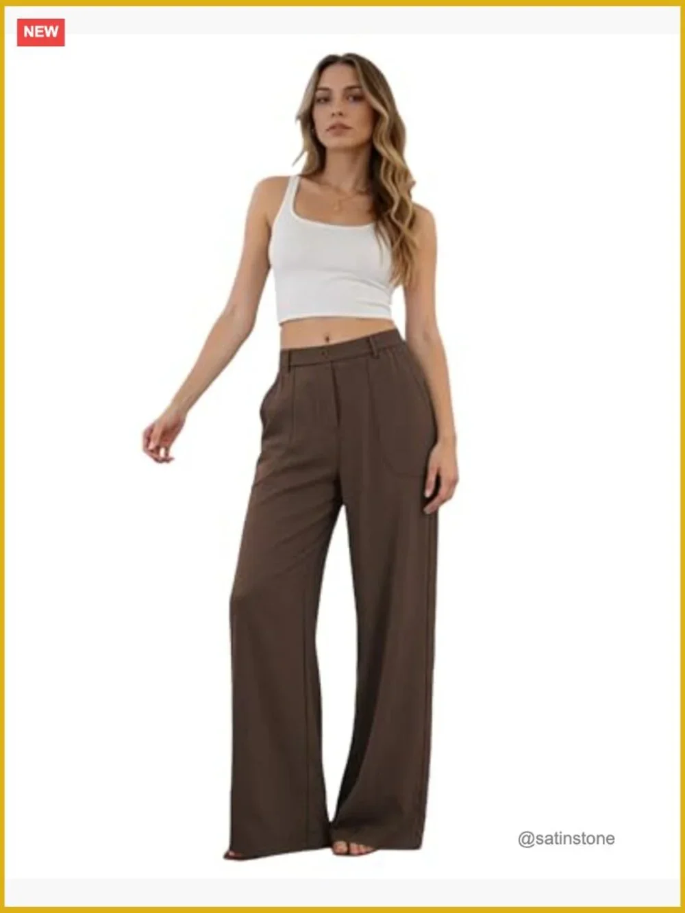 High Waisted Wide Leg Linen Cotton Blend Pants Pull On - Picture 2 of 7